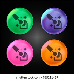 Nail polish crystal ball design icon in green - blue - pink and orange.