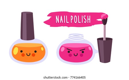 Nail polish. Cute cartoon doodle character. 