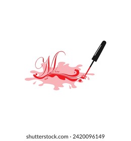 Nail polish design logo with letter M concept