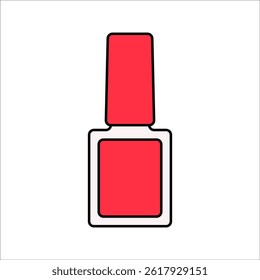 Nail Polish Flat design style, red nail polish bottle, representing beauty and self-care, ideal for grooming or beauty product designs.