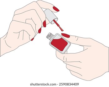 Nail polish formulation red color hand