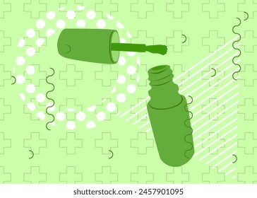 Nail polish geometrical graphic retro theme background. Minimal geometric elements. Vintage abstract shapes vector illustration.