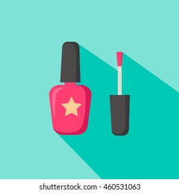 nail polish in glass bottle open lid and closed beauty salon