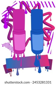 Nail polish graffiti. Abstract modern street art decoration performed in urban painting style.
