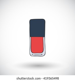Nail polish. Hand-drawn doodle cosmetics with round shadow. Vector illustration. 