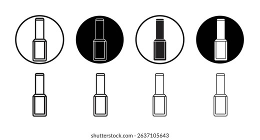 Nail Polish Icon Black line art vector logo set