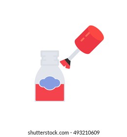 nail polish icon, flat design. Open a bank with a varnish, isolated vector illustration.