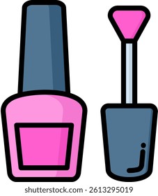 Nail Polish Icon Lineal Color Vector Illustration
