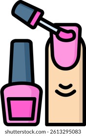 Nail Polish Icon Lineal Color Vector Illustration