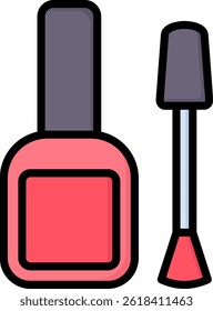 Nail Polish Icon Lineal Color Vector Illustration