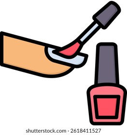 Nail Polish Icon Lineal Color Vector Illustration