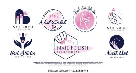 Nail polish icon logo design vector with creative abstract concept Premium Vector