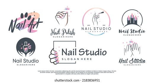 Nail polish icon logo design vector with creative abstract concept Premium Vector