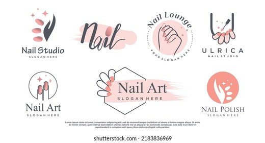 Nail polish icon logo design vector with creative abstract concept Premium Vector