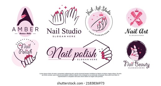 Nail polish icon logo design vector with creative abstract concept Premium Vector