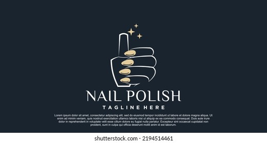 Nail polish icon logo design for nail salon or beauty studio with creative concept Premium Vector