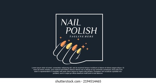 Nail polish icon logo design for nail salon or beauty studio with creative concept Premium Vector