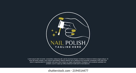 Nail polish icon logo design for nail salon or beauty studio with creative concept Premium Vector