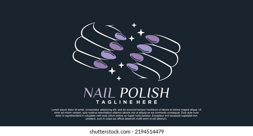 Nail polish icon logo design for nail salon or beauty studio with creative concept Premium Vector