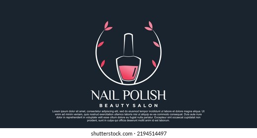 Nail polish icon logo design for nail salon or beauty studio with creative concept Premium Vector