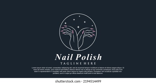 Nail polish icon logo design for nail salon or beauty studio with creative concept Premium Vector