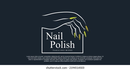 Nail polish icon logo design for nail salon or beauty studio with creative concept Premium Vector