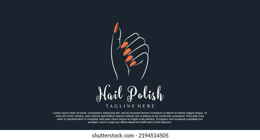 Nail polish icon logo design for nail salon or beauty studio with creative concept Premium Vector