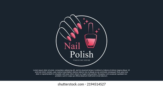 Diseño del logotipo del icono del puño de uñas para salón de uñas o estudio de belleza con concepto creativo Vector Premium