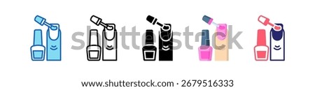 Nail Polish Icon Multiple Style Set Collection.
