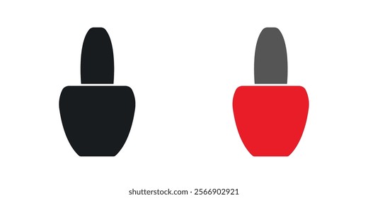 Nail polish icon set in black and colored