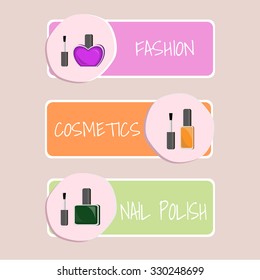 Nail polish icon set. Flat design style modern vector illustration. Isolated on stylish color background.