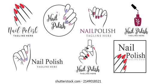 plantilla de diseño del logotipo del conjunto de iconos de esmalte de uñas