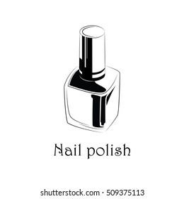 Nail polish icon. Nail polish silhouette.  Nail manicure cosmetic. Women fashion care design.  Glamour nail polish vector illustration.