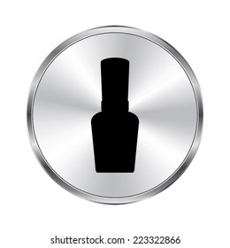 Nail Polish icon - vector brushed metal button