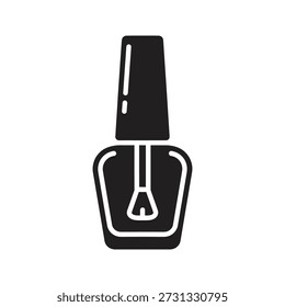 Ilustración vectorial de icono de esmalte de uñas que muestra el concepto de moda de producto de belleza de manicura cosmética de laca de cepillo de botella de barniz aislado elemento de diseño de fondo blanco