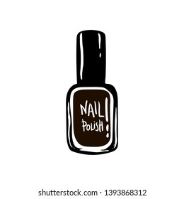 nail polish icon. Women's things element. hand drawing, sketch, black white. Signs symbols collection, simple icon for websites, web design, mobile app, info graphics on white background.