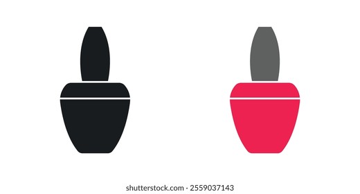 Nail polish icons in black and colored version