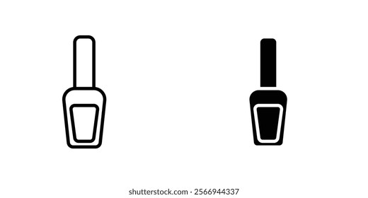 Nail polish icons. black and white vector set.