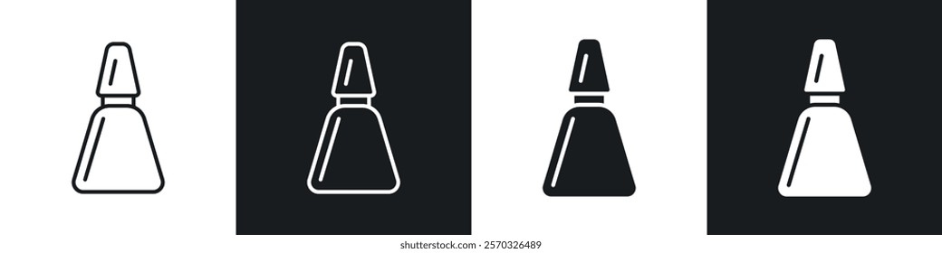 Nail polish icons vectors set in black. line and flat versions