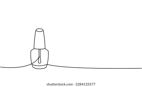 Nail polish, nail lacquer one line continuous drawing. Manicure and pedicure tools continuous one line illustration. Vector linear illustration