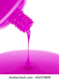 Nail polish leaking out from bottle. Vector illustration