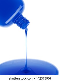 Nail polish leaking out from bottle. Vector realistic illustration.