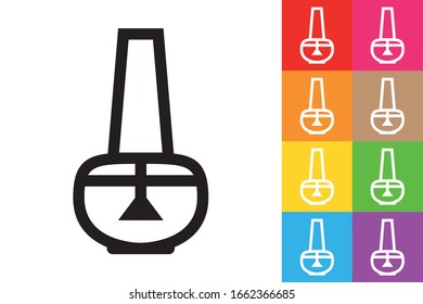 Nail Polish. Line Icon With Different Color Background.