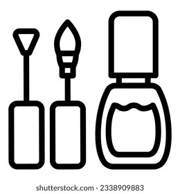 Nail polish line icon. Nails polish brushes vector illustration isolated on white. Enamel outline style design, designed for web and app. Eps 10