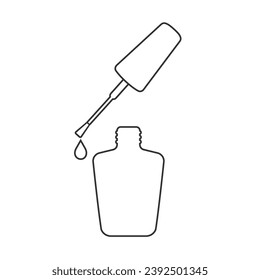 Nail polish line icon, open bottle illustration vector sign