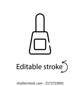 Nail polish line icon. Woman manicure. Female fashion. Minimal pictogram. Customizable linear symbol. Editable stroke. Isolated vector stock illustration