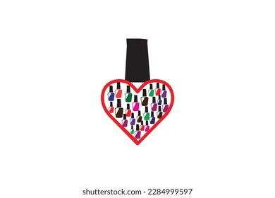 nail polish logo background  vector heart shape art