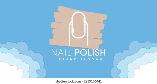 Nail polish logo with claudy background stye premium vector