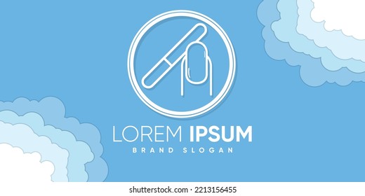 Nail polish logo with claudy background stye premium vector