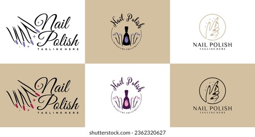 Nail polish logo collection with modern creative and unique concept design Premium Vector